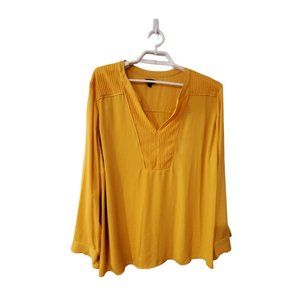 Talbots blouse top womens size 3X mustard gold embroidered
